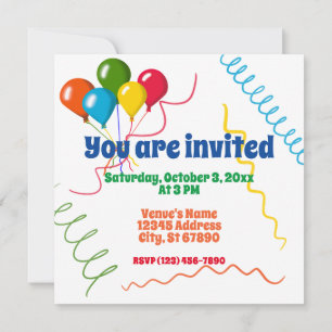 Joyeux anniversaire coloré avec Invitation de ball