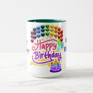 Joyeux Anniversaire Colorée Deux Tone Mug