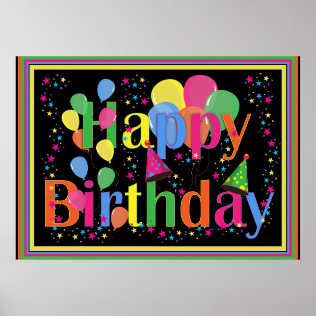 Joyeux anniversaire Colorful Celebration Poster (Devant)