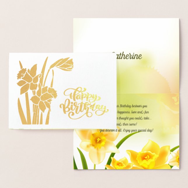 Joyeux anniversaire. Daffodiles Cartes Véritables  (Affichage)
