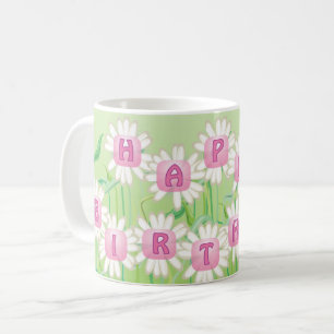Joyeux Anniversaire Daisy Garden Design Café Mug