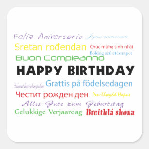 Joyeux anniversaire dans plusieurs langues Sticker