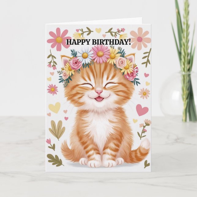 Joyeux Anniversaire De Cat Funny Carte Mignonne (Devant)
