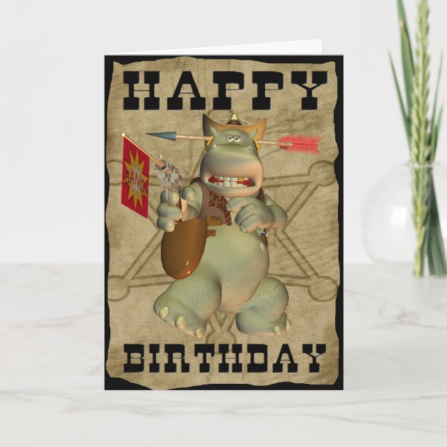 Joyeux anniversaire de la carte Hippo Sheriff (Devant)