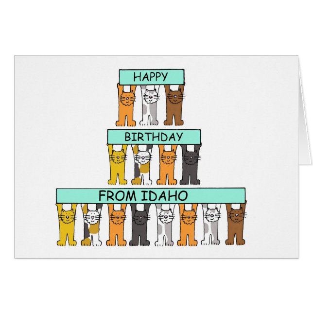 Joyeux anniversaire de l'Idaho Cartoon Cats (Devant horizontal)