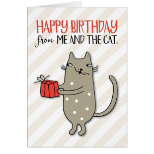 "Joyeux anniversaire de moi et du chat" Carte