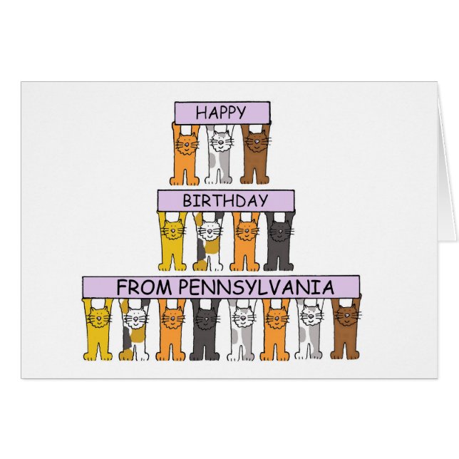 Joyeux anniversaire de Pennsylvanie Cartoon Cats (Devant horizontal)