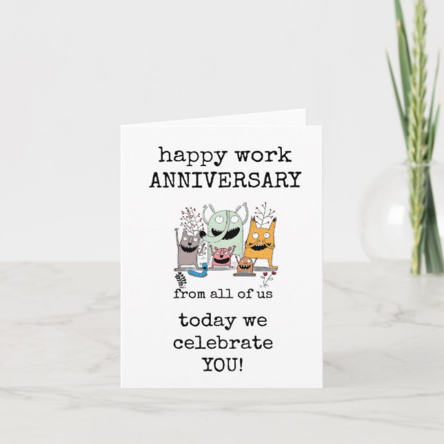 Joyeux anniversaire de travail, carte de fête, mig (Devant)