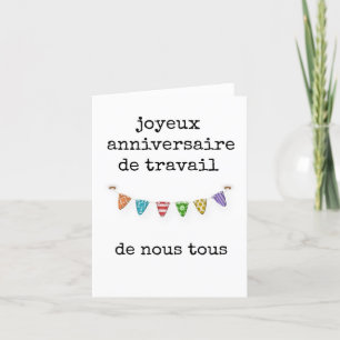 Joyeux Anniversaire de Travail, Nous Tous Carte Thank You Card