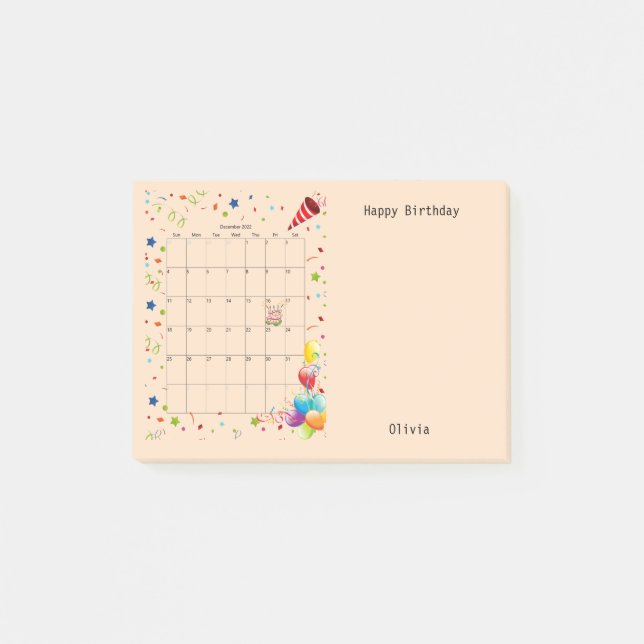 Joyeux anniversaire décembre 2022 Post-it Notes (Devant)