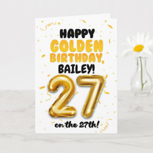 Joyeux anniversaire d'or, carte d'anniversaire 27 