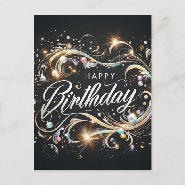 "Joyeux Anniversaire" : Elégante carte postale des (Devant)