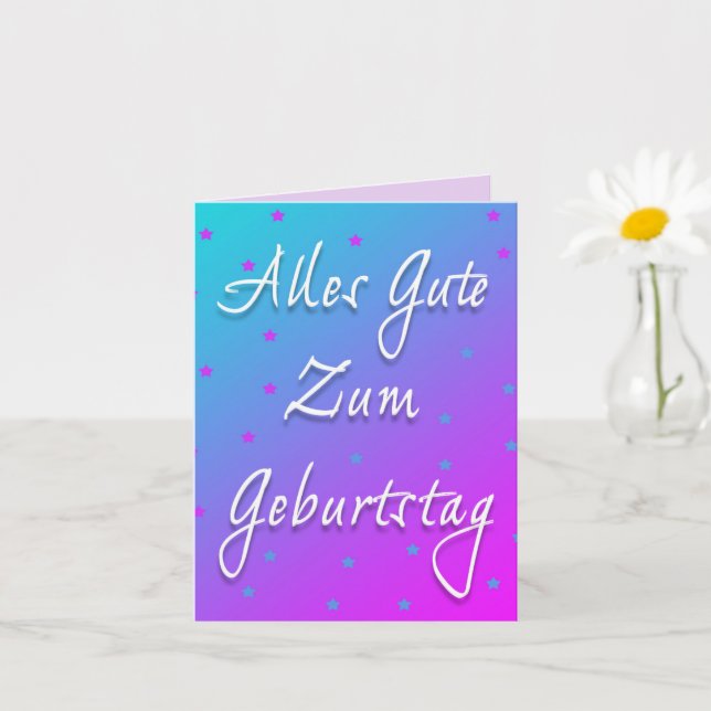 Joyeux Anniversaire En Allemand Carte de voeux Pli (Petite plante)