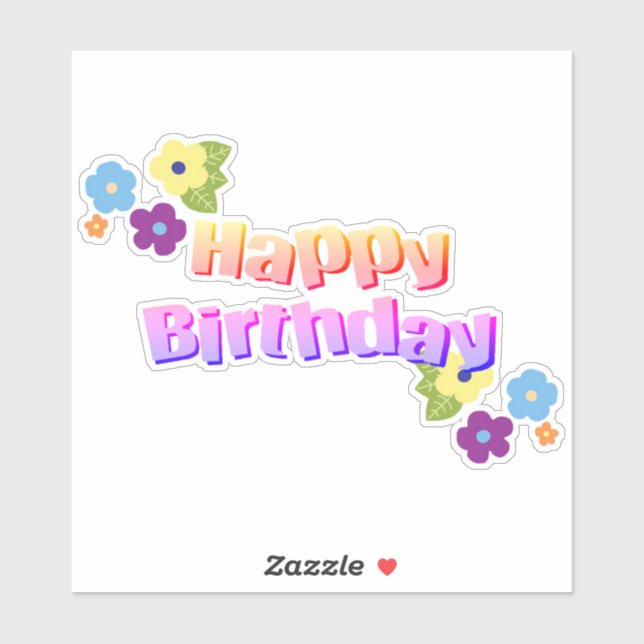 Joyeux anniversaire en Sticker Flowers (Feuille)