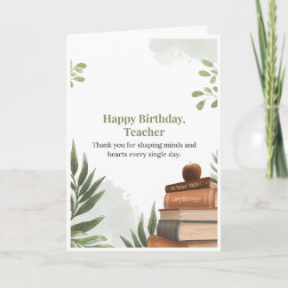 Joyeux Anniversaire Enseignant Livres Carte Apple