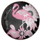 Joyeux anniversaire Flamant rose moderne noir rose