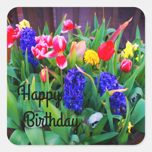 Joyeux Anniversaire Fleurs de Printemps #3 Sticker (Devant)