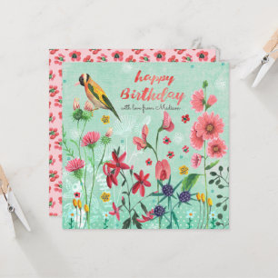Joyeux anniversaire fleurs florales   Carte de voe