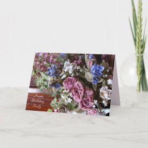 Joyeux anniversaire, Fleurs Vintages, Carte person