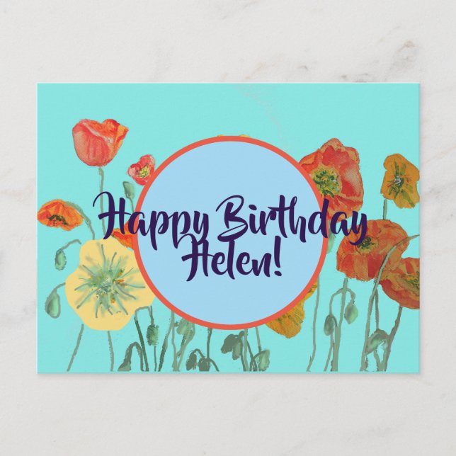 Joyeux anniversaire floral dames Nom Carte postale (Devant)