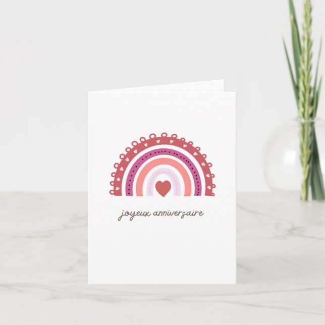 Joyeux anniversaire French birthday card rainbow  (Front)