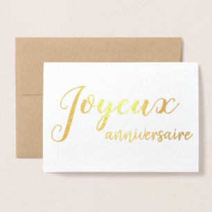 Joyeux Anniversaire French Happy Birthday Script Foil Card