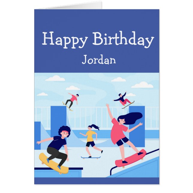 Joyeux Anniversaire Garçon Girl Loves Skateboard (Devant)
