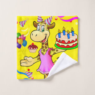 Joyeux Anniversaire Giraffe Mains de serviettes de
