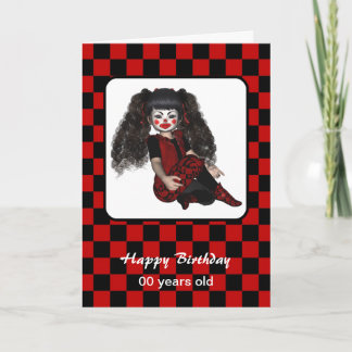 Joyeux Anniversaire Gothique Chèques Clown Carte e
