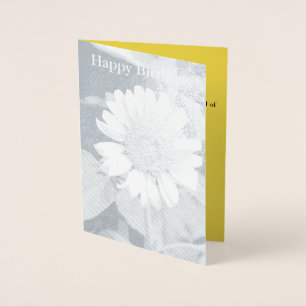 Joyeux Anniversaire Jaune Tournesol Argent Carte