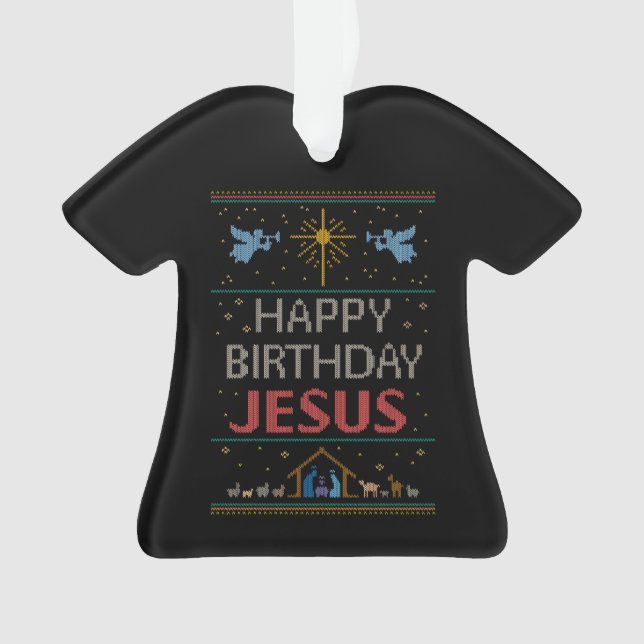 Joyeux Anniversaire Jésus Chandail de Noël chrétie (devant)