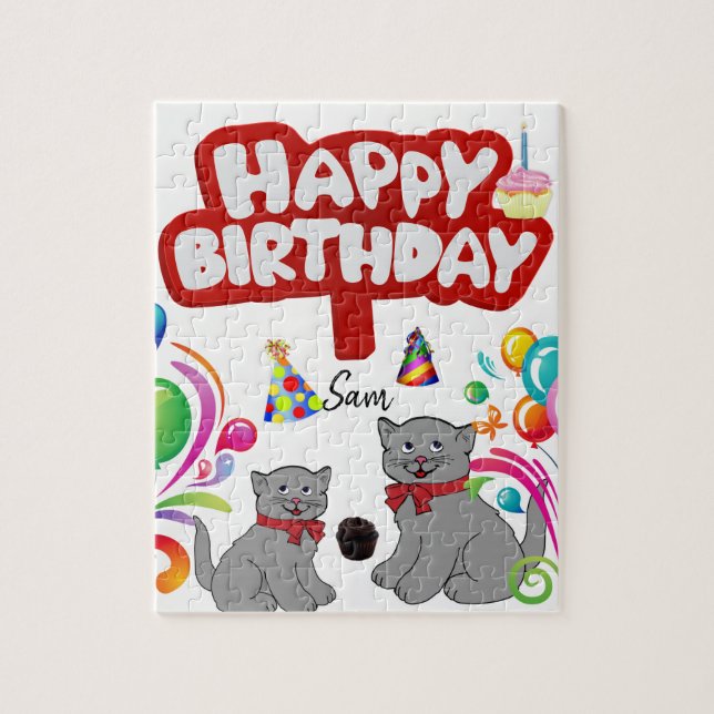 Joyeux anniversaire Jigsaw Puzzle Cats (Vertical)