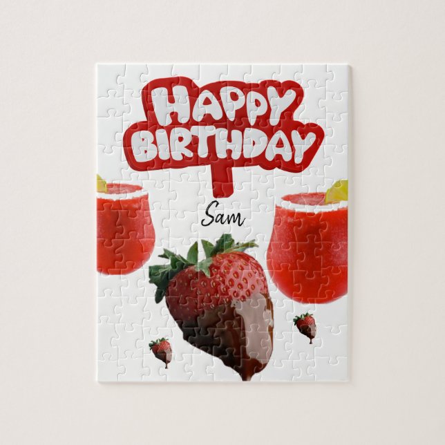 Joyeux anniversaire Jigsaw Puzzle fraise (Vertical)