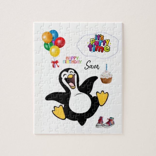 Joyeux anniversaire Jigsaw Puzzle Penguin (Vertical)