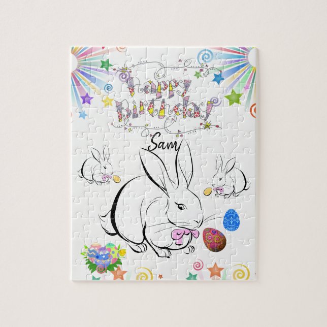 Joyeux anniversaire Jigsaw Puzzle Rabbit (Vertical)