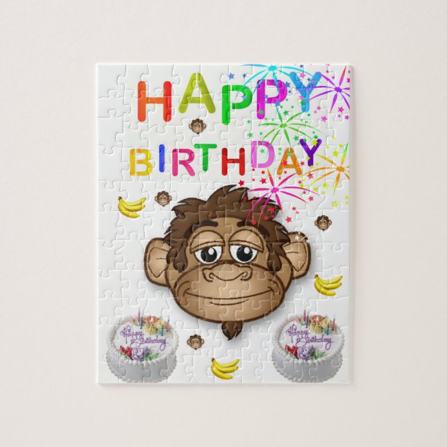 Joyeux Anniversaire Jigsaw Puzzle Singe (Vertical)