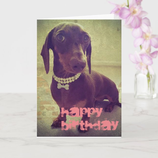 Joyeux Anniversaire jolie carte de chien de saucis (Orchidée)