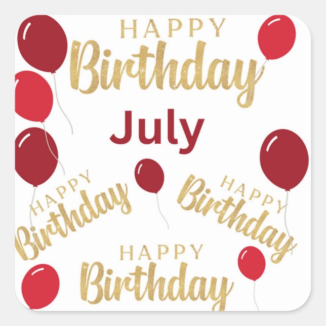 Joyeux anniversaire Juillet Anniversaire Sticker (Devant)