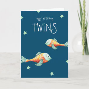 Joyeux Anniversaire Jumeaux Joyeux Poisson Carte A