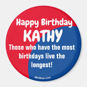 Joyeux anniversaire KATHY aimant rouge/bleu