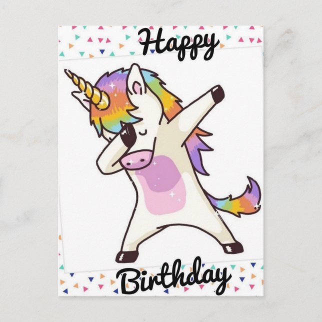 Joyeux anniversaire licorne postcard (Front)