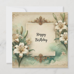 joyeux anniversaire lis et carte d'ornements