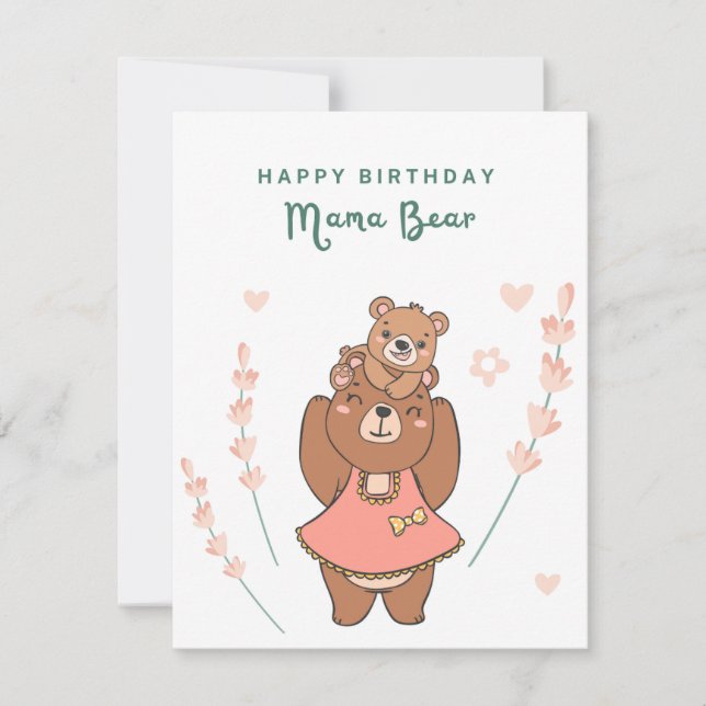 Joyeux Anniversaire Mama Bear, mignonne Bear Carte (Devant)