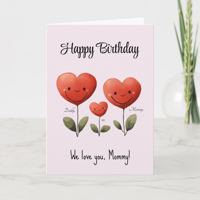 Joyeux Anniversaire maman, Carte De Bébé & Papa, (Devant)