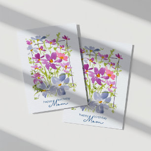 Joyeux Anniversaire Maman Carte Fleur Sauvage Aqua