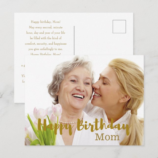 Joyeux anniversaire maman Carte photo (Devant / Derrière)
