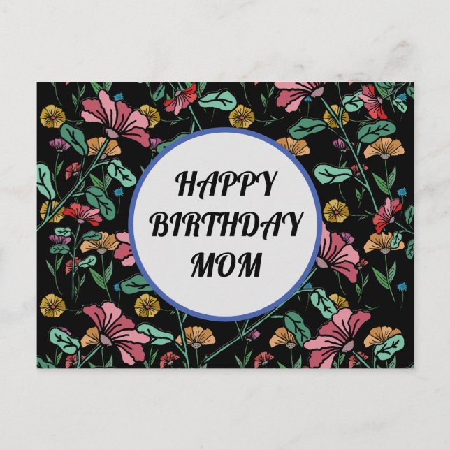 Joyeux anniversaire maman carte postale florale (Devant)