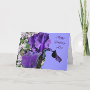 Joyeux Anniversaire Maman Purple Iris Flower Carte