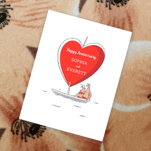 Joyeux anniversaire Mariage bateau à voile Carte d