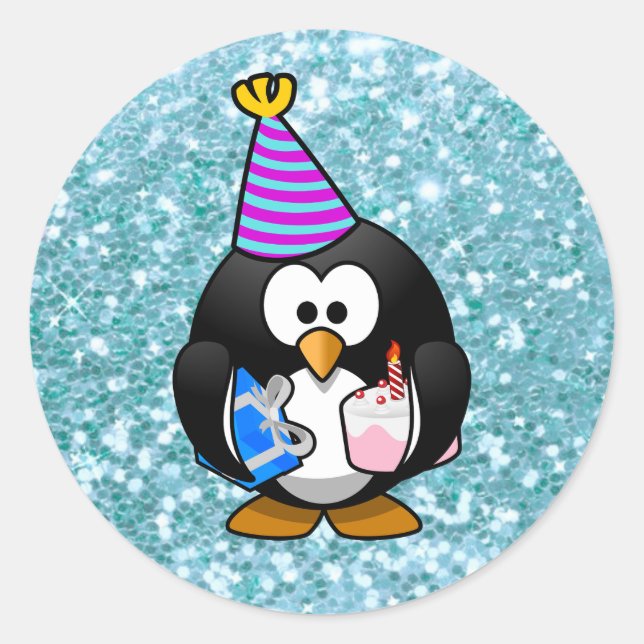 Joyeux Anniversaire mignon Penguin avec Sticker Ca (Devant)